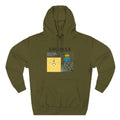 Army green hoodie with a Lucille graphic design on a white background