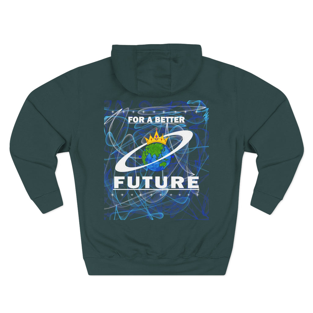 Sports green hoodie with 'For a Better Future' graphic on the back