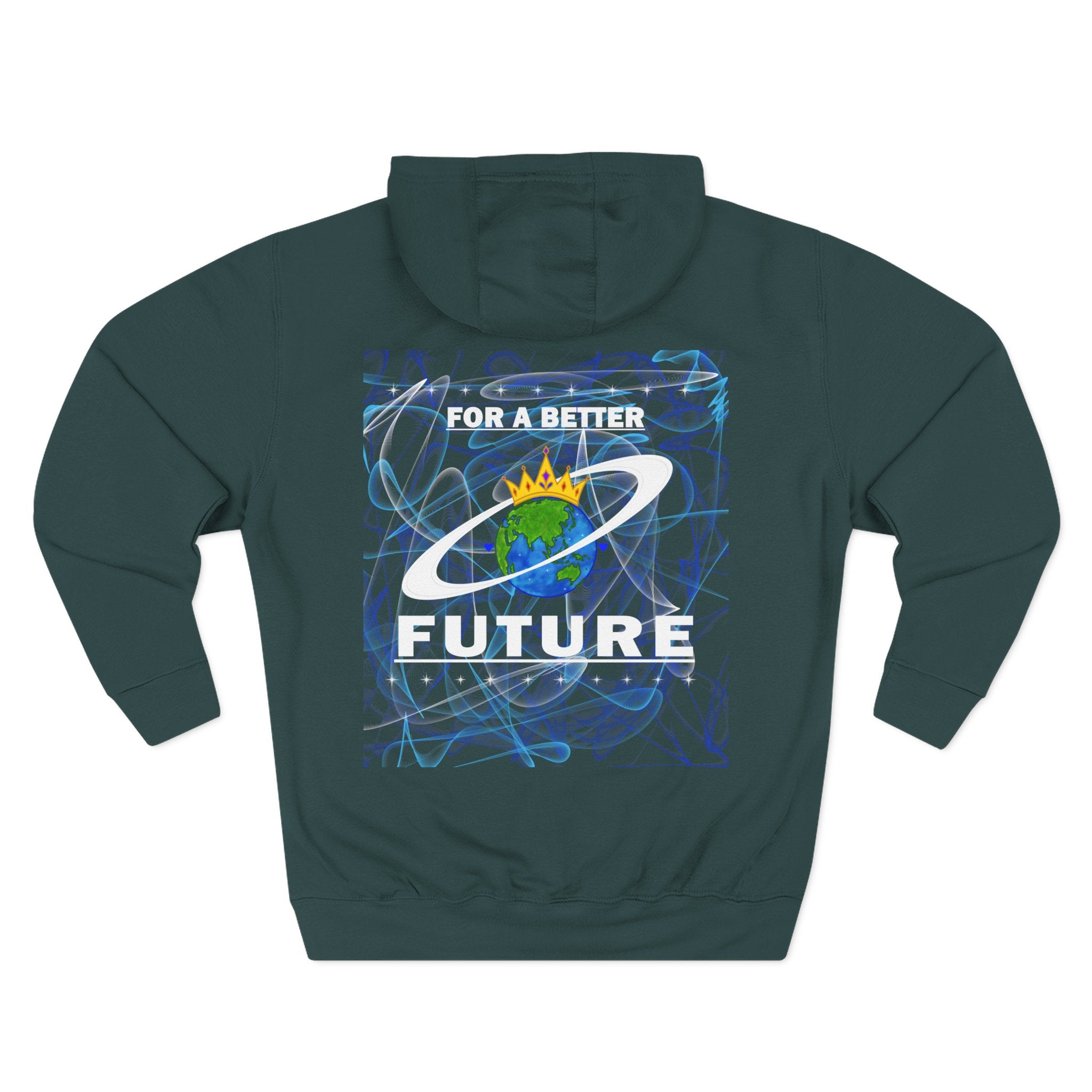 Sports green hoodie with 'For a Better Future' graphic on the back